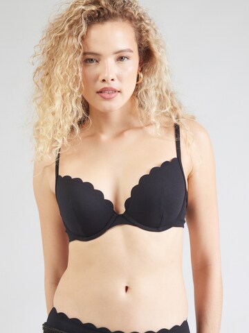 Hunkemöller Push-up Bikini top 'Scallop' in Black: front