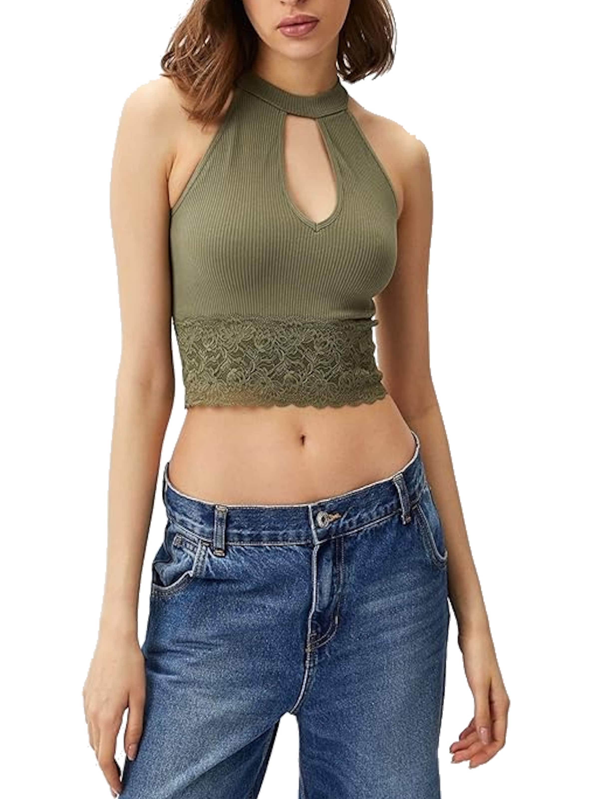 zaļš GUESS Adīts topiņš 'Lila Lace'