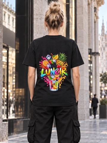 LUNØIR Studio Tričko 'Tropical Riot – Fruit Splash' – černá