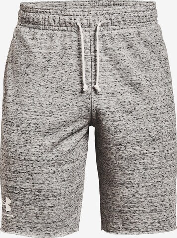 UNDER ARMOUR Regular Workout Pants 'Rival Terry' in Grey: front