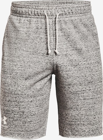 UNDER ARMOUR Regular Workout Pants 'Rival Terry' in Grey: front