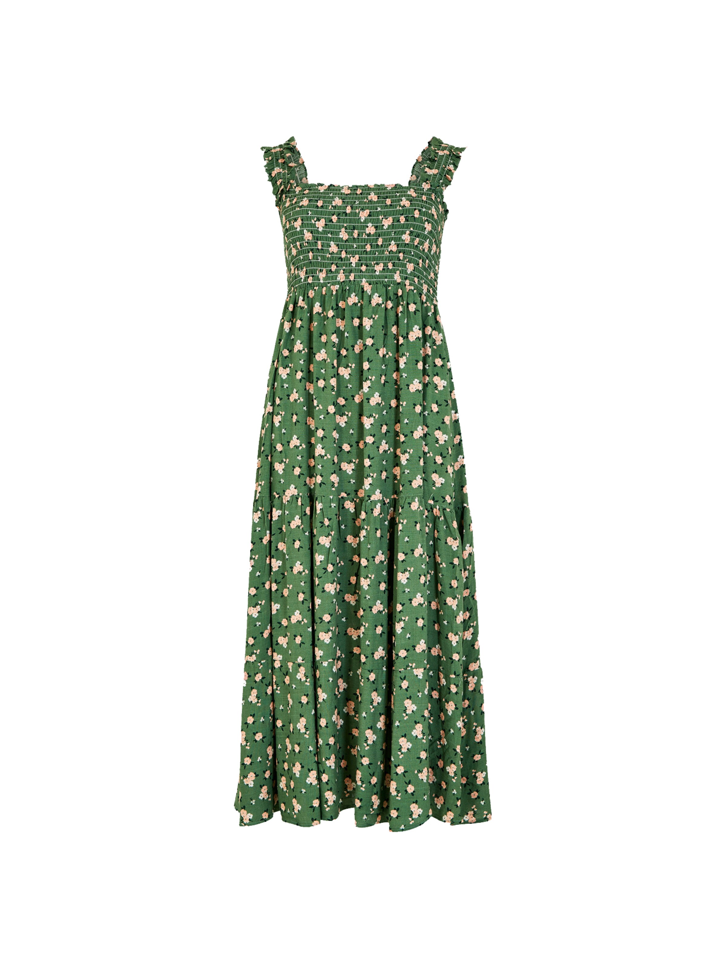 Apricot Kleid in Grün: Vorderseite