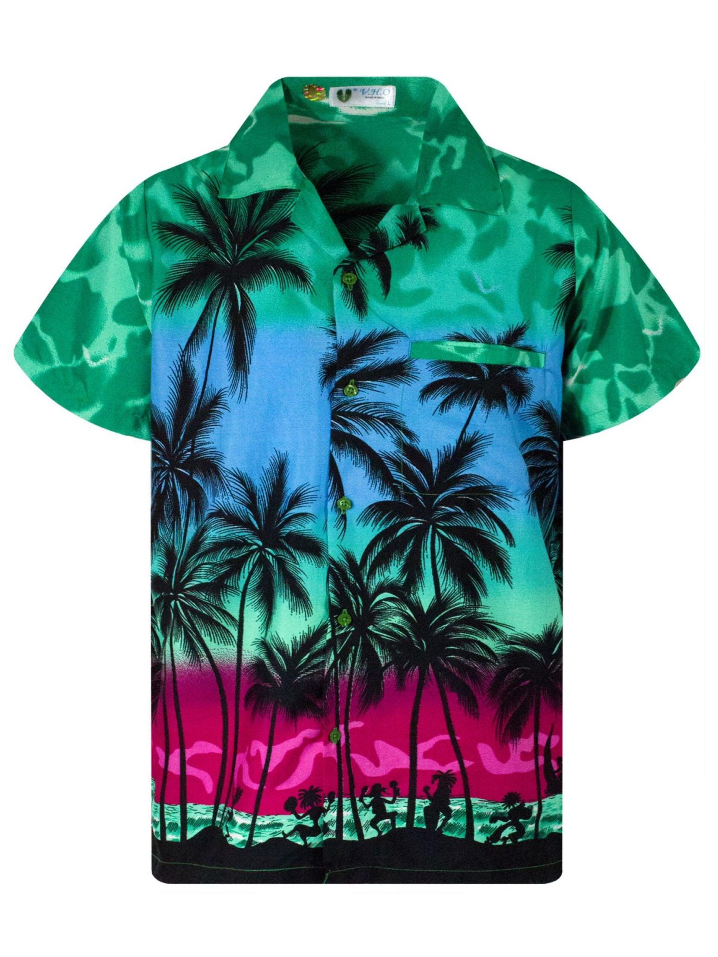 King Kameha Shirt 'Beach Eclectic'‌‌‌‌‌ in Grün: Vorderseite