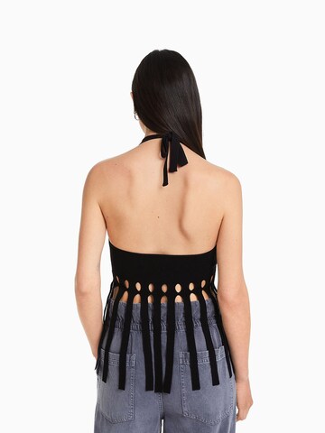 Bershka Gebreide top in Zwart