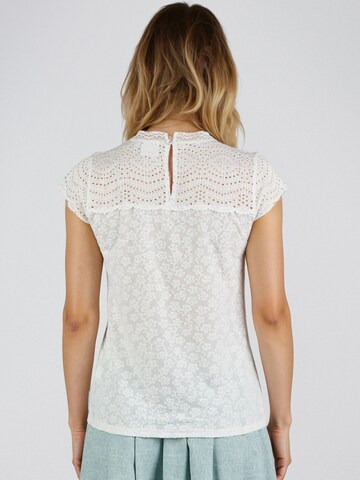 SPIETH & WENSKY Trachtenbluse 'elena', abgeteilte Verzierungen im Stoff in Weiß