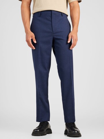 BURTON MENSWEAR LONDON Regular Pleated Pants 'Marl' in Blue: front