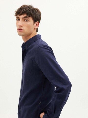 Thinking MU Comfort fit Button Up Shirt ' Hemp Ant' in Blue