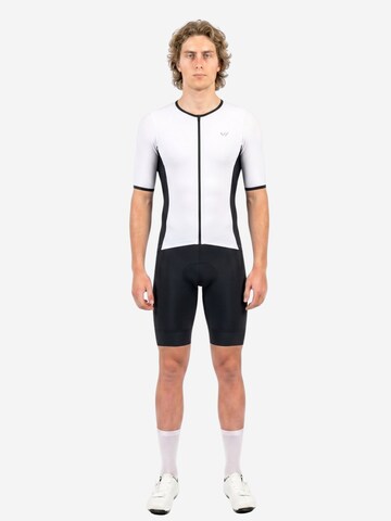 WULIBIKE - Ropa deportiva 'Wulibike Triathlonanzug Herren Kurzarm, weiß, atmungsaktiv, Triathlon-Polster' en blanco: frente