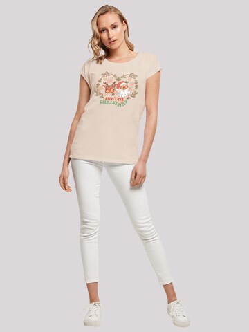 F4NT4STIC Shirt 'Christmas Hippie Santa And Reindeer' in Beige