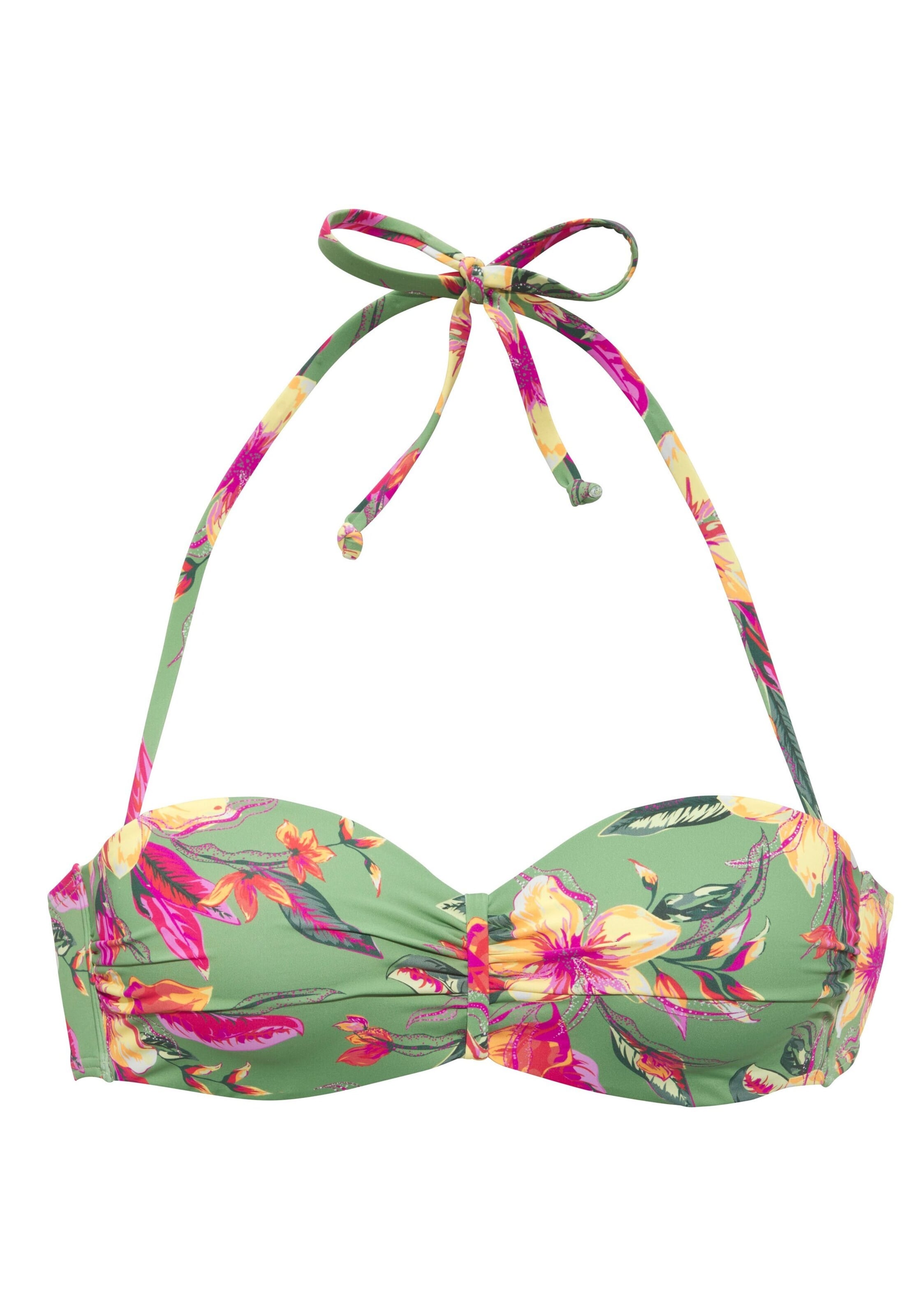 LASCANA Сутиен бандо Горнище на бански в зелено: отпред