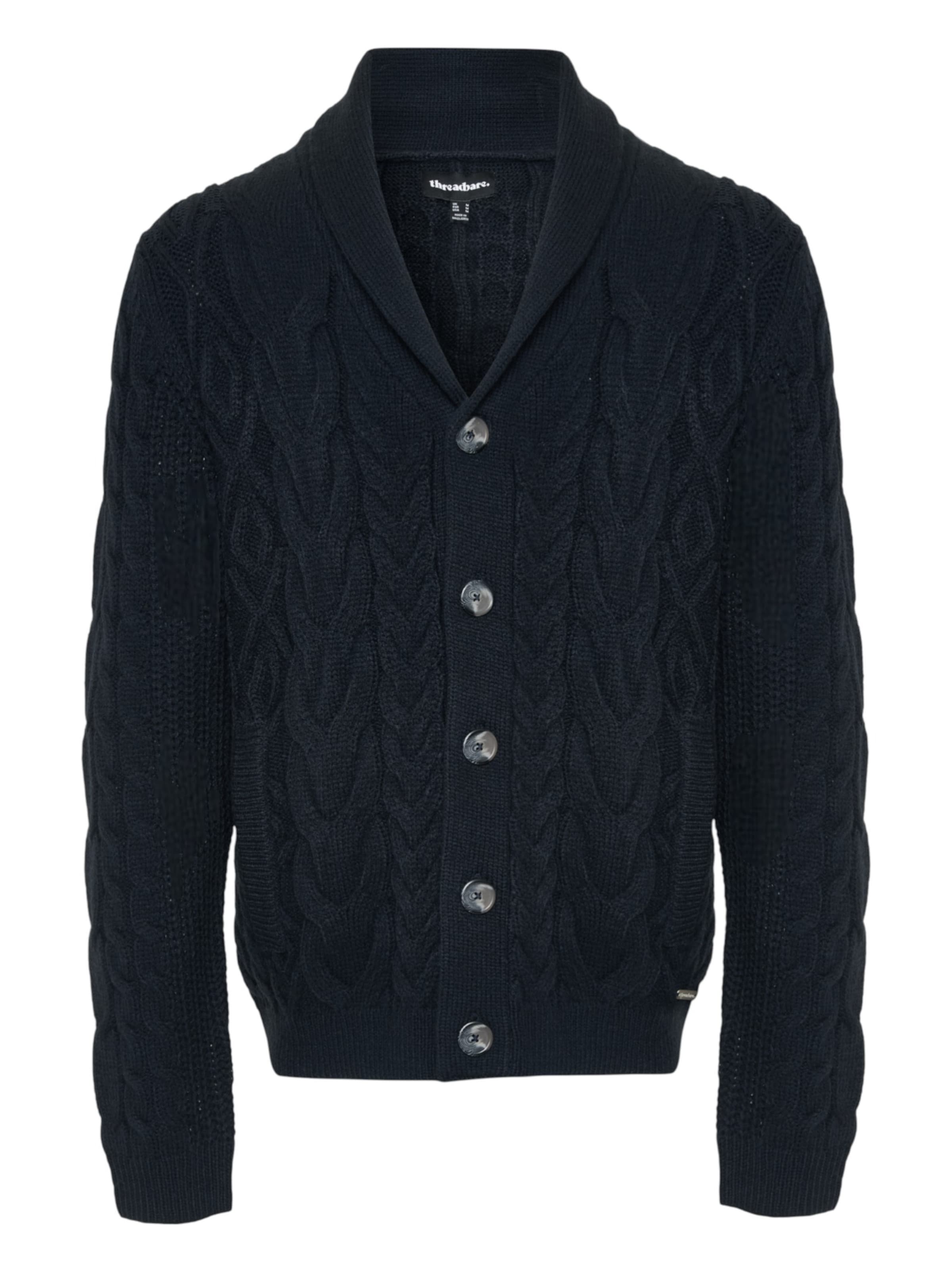 Threadbare Strickjacke 'Finchley' in Blau: Vorderseite