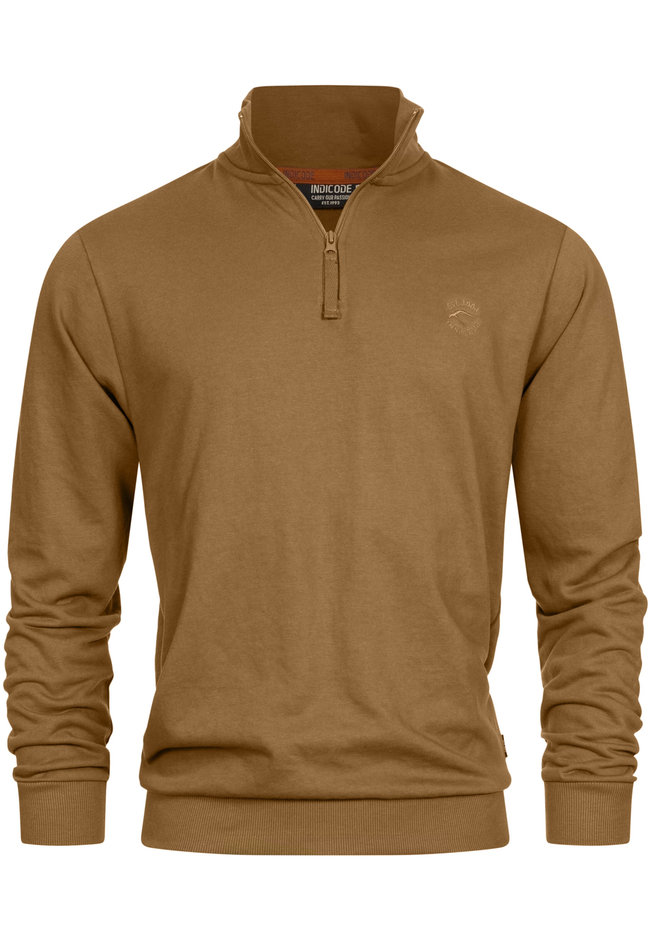 INDICODE JEANS Sweatshirt 'Brandt' in Bruin: voorkant