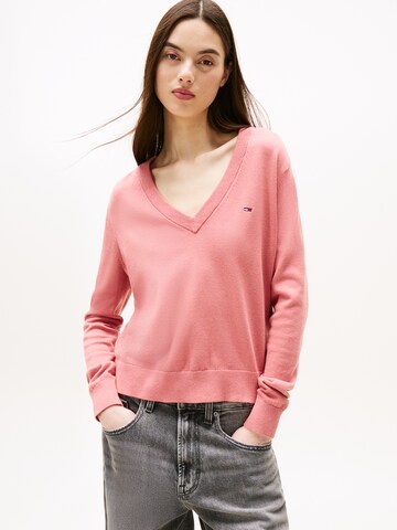 Tommy Jeans Πουλόβερ 'Essential' σε ροζ: μπροστά