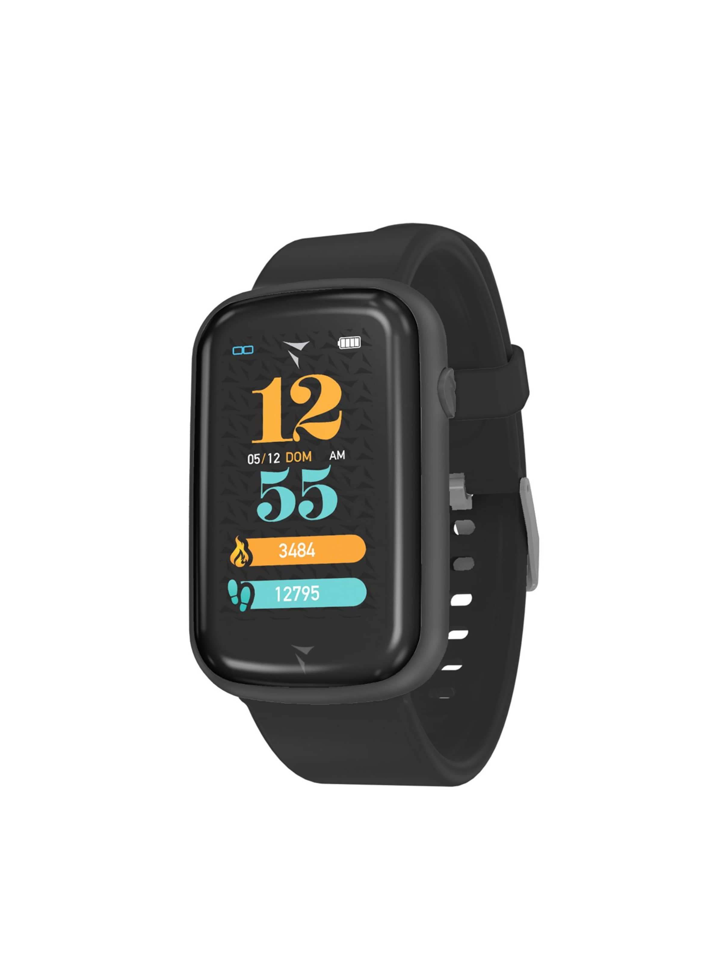 Techmade Digital Watch 'STEPS' in Black: front