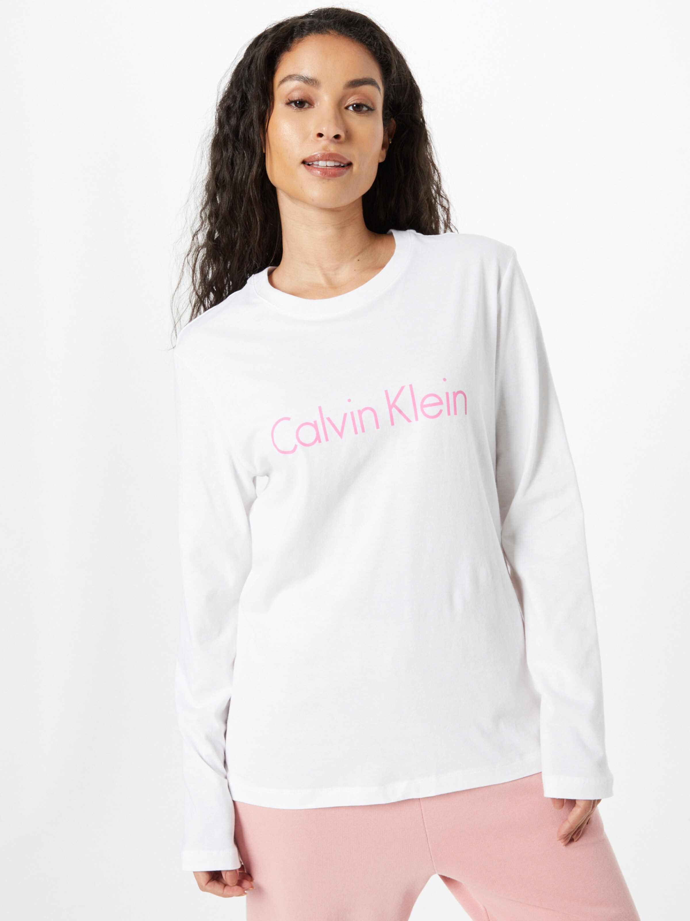 Calvin Klein Underwear Slaapshirt in Lichtroze / Wit | ABOUT YOU