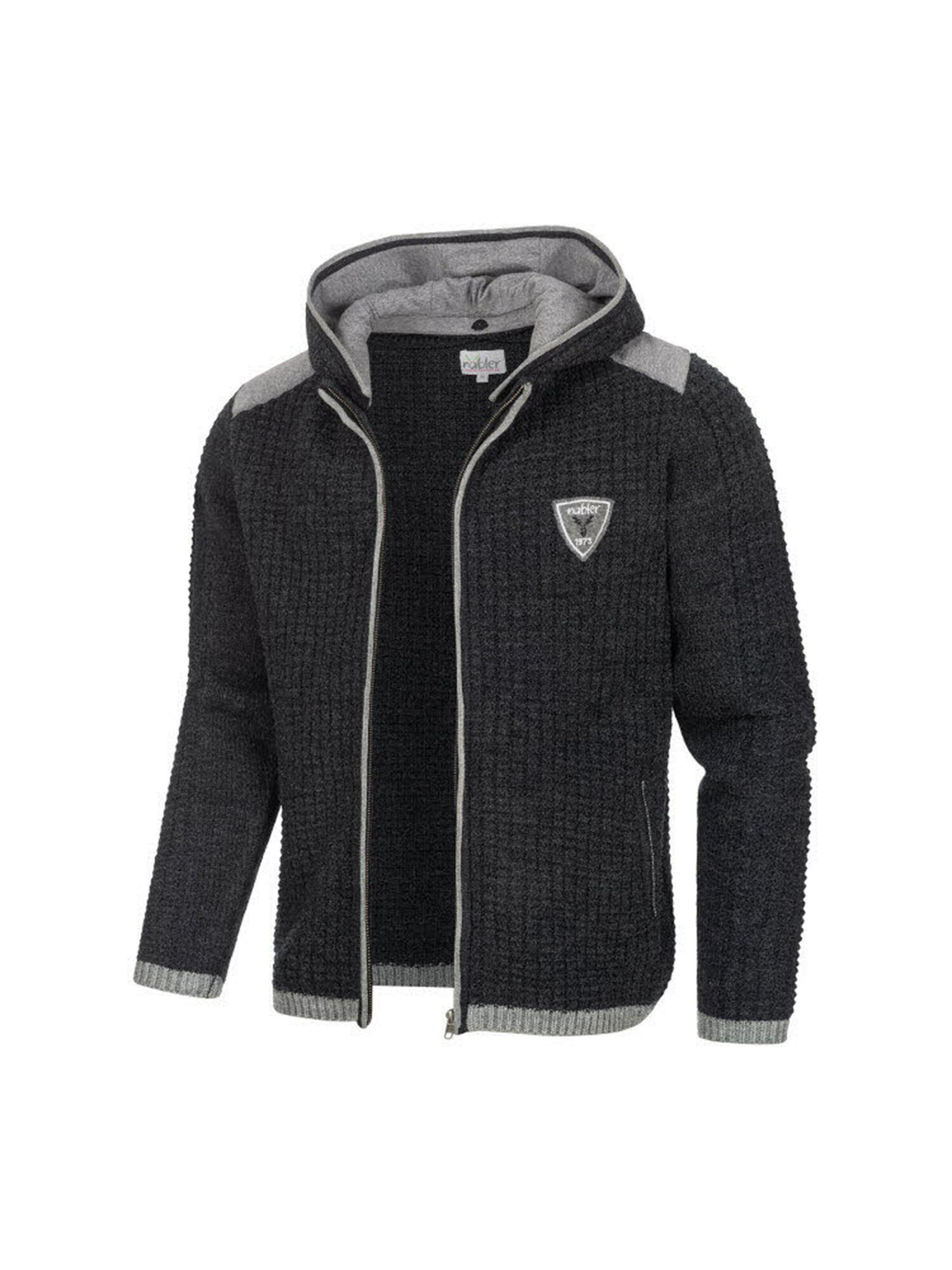 Trachtenhof Nübler Strickjanker 'Trachtenstrickjacke Langarm Hugo'‌‌‌‌‌‌‌‌‌‌ in Grau: Vorderseite