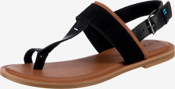 TOMS T-Bar Sandals in Black: front