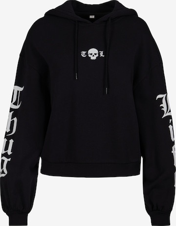 Thug Life Sweatshirt 'Caution' in Zwart: voorkant