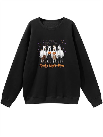 GORHEY Oversized sweater 'Women's Pullover with Horse Print, Loose Fleece Pullover for Halloween' in XS in Black, Item view