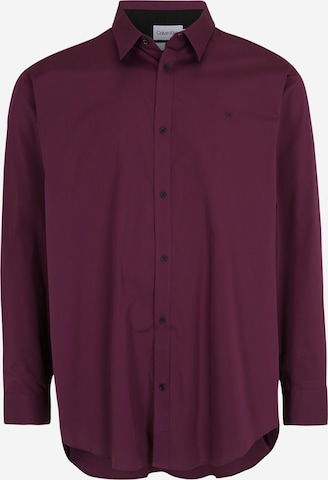 Calvin Klein Big & Tall Button Up Shirt in Purple: front