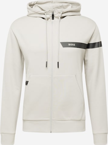 BOSS Green Zip-Up Hoodie 'Saggy 1' in Grey: front