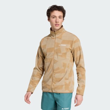 ADIDAS TERREX Athletic fleece jacket in Brown: front