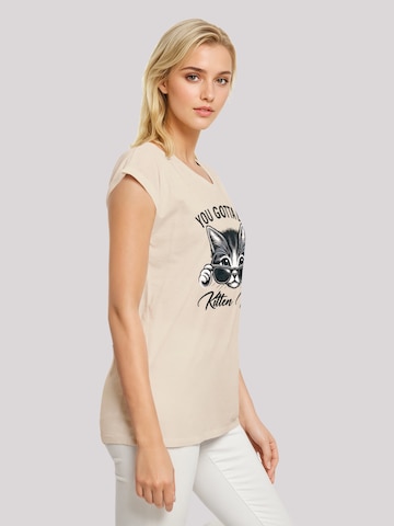T-shirt 'Kätzchen You Gotta Be Kitten Me!' F4NT4STIC en beige