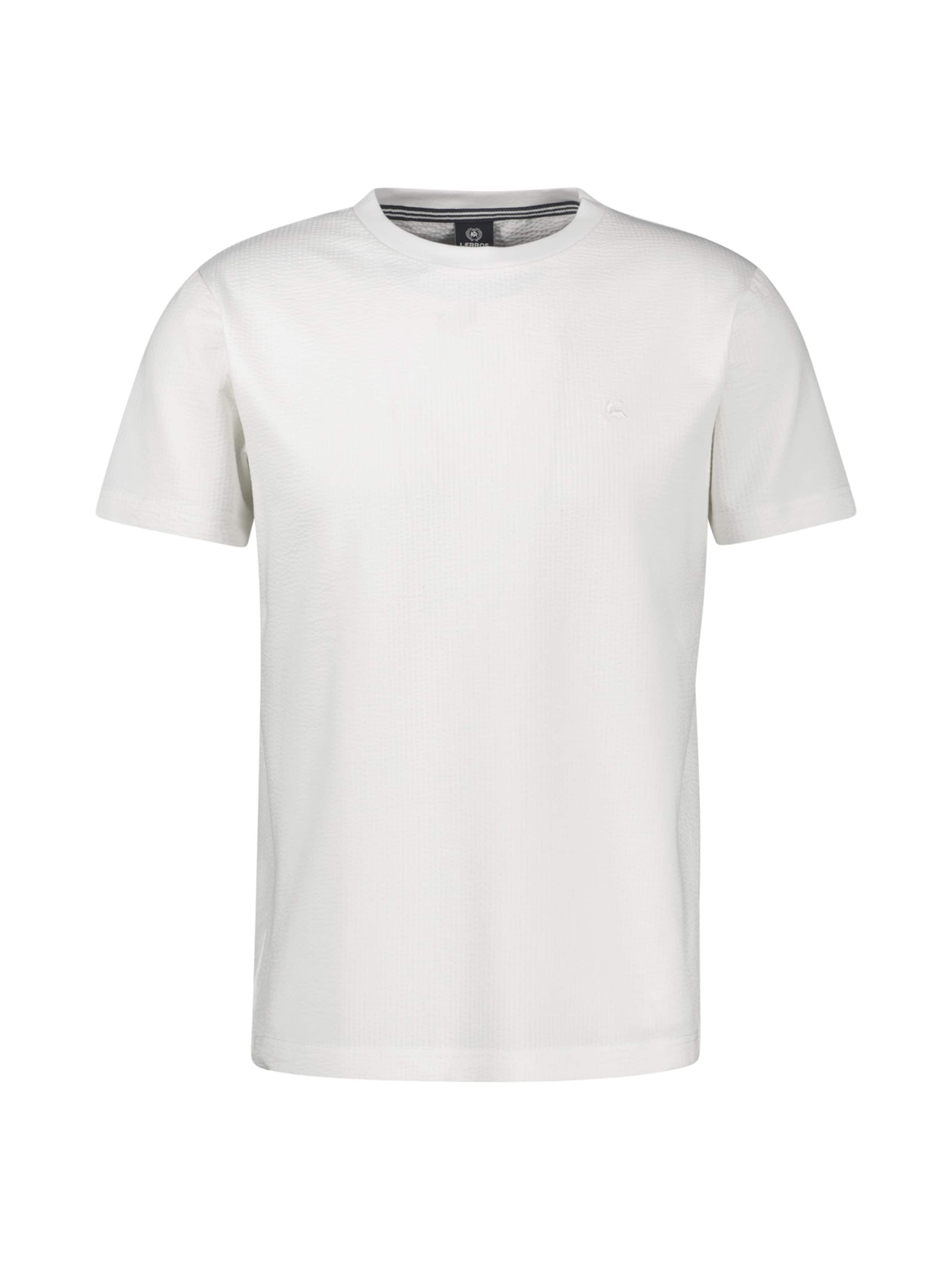 LERROS T-Shirt in softer Seersucker-Qualität mit bequemem O-Neck in Weiß: Vorderseite