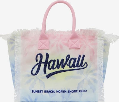 Pirkinių krepšys iš ebeeza, spalva – šviesiai mėlyna / žaliosios citrinos spalva / rožių spalva / juoda, Prekių apžvalga