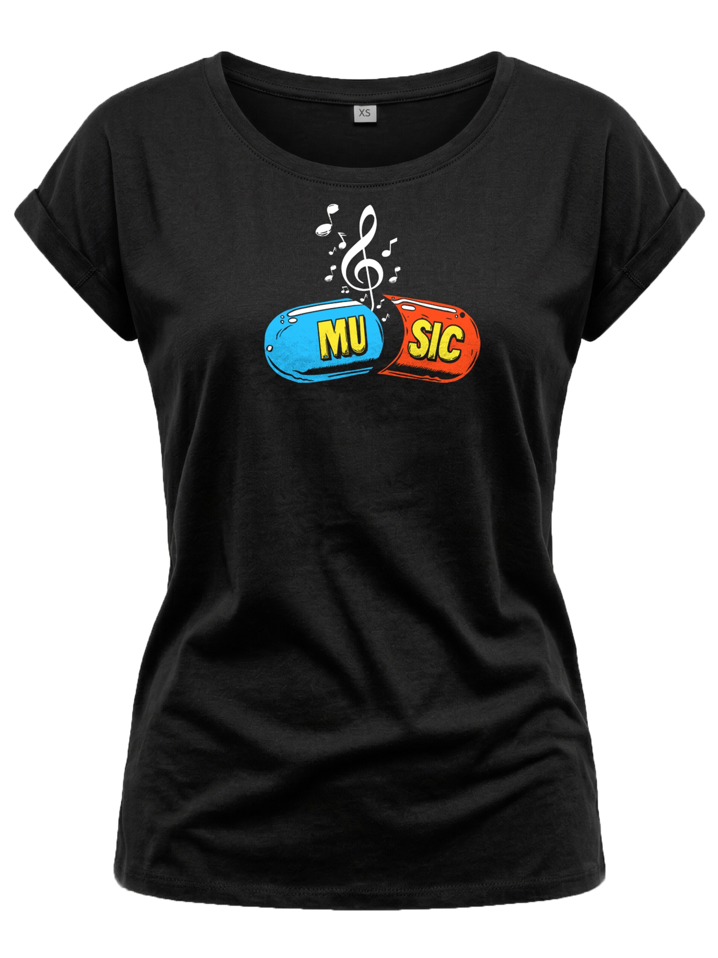 MAKAYA Shirt 'Music Pill' in Black: front