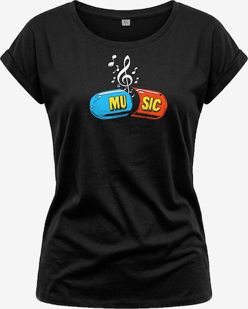 MAKAYA Shirt 'Music Pill' in Black: front