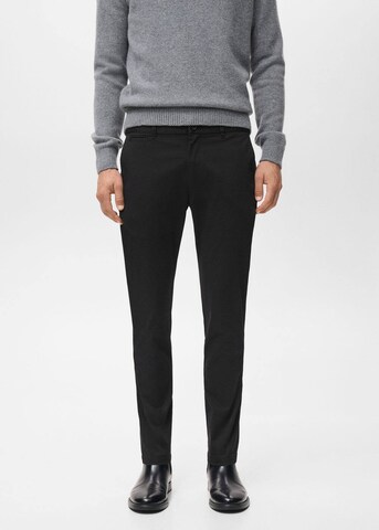MANGO MAN Tapered Chino Pants 'Prato' in Black: front