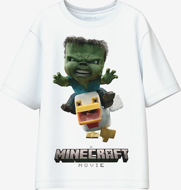 NAME IT Μπλουζάκι 'NKMNIF MINECRAFT' σε λευκό: μπροστά