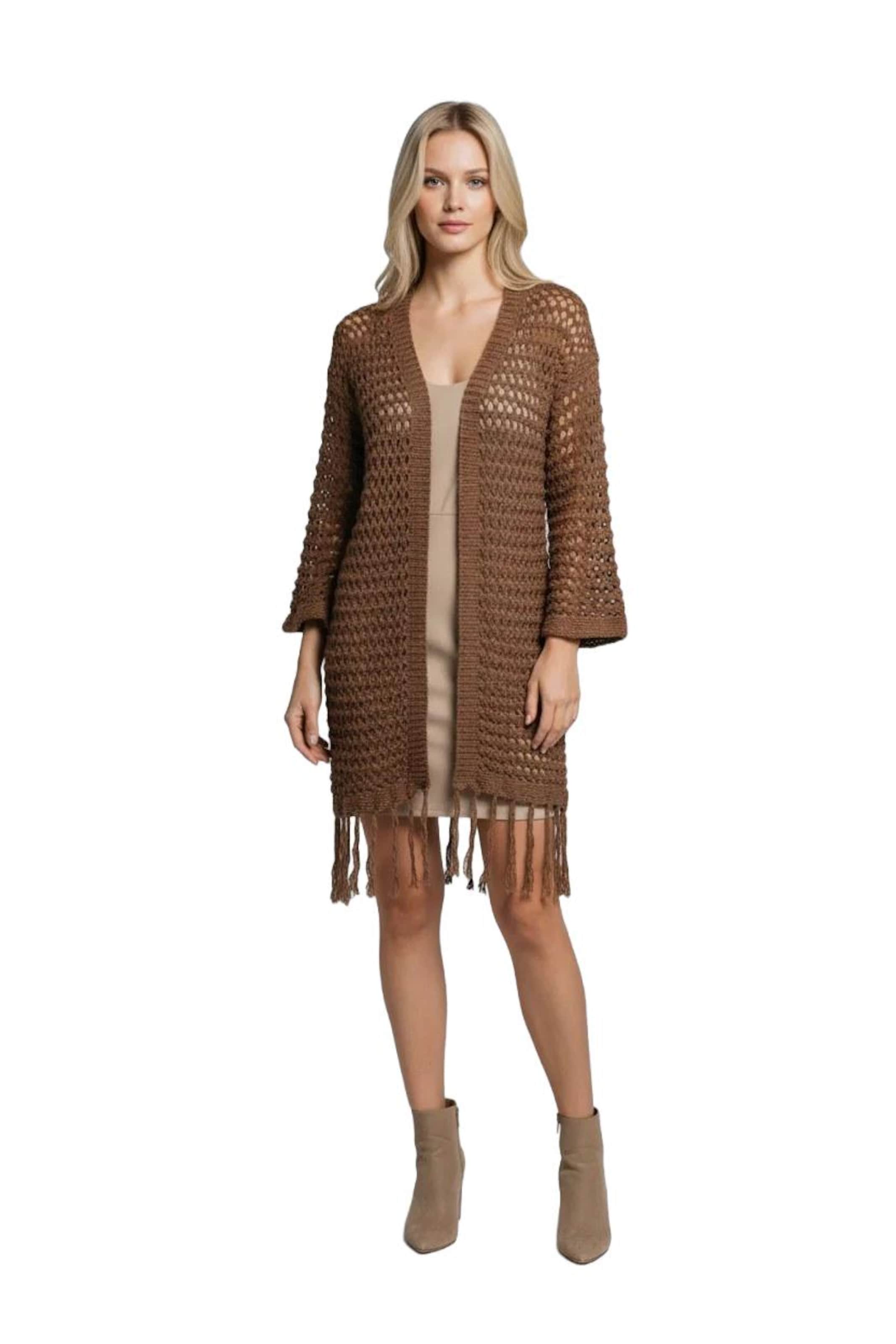 No Matter What Knit cardigan in Brown: front