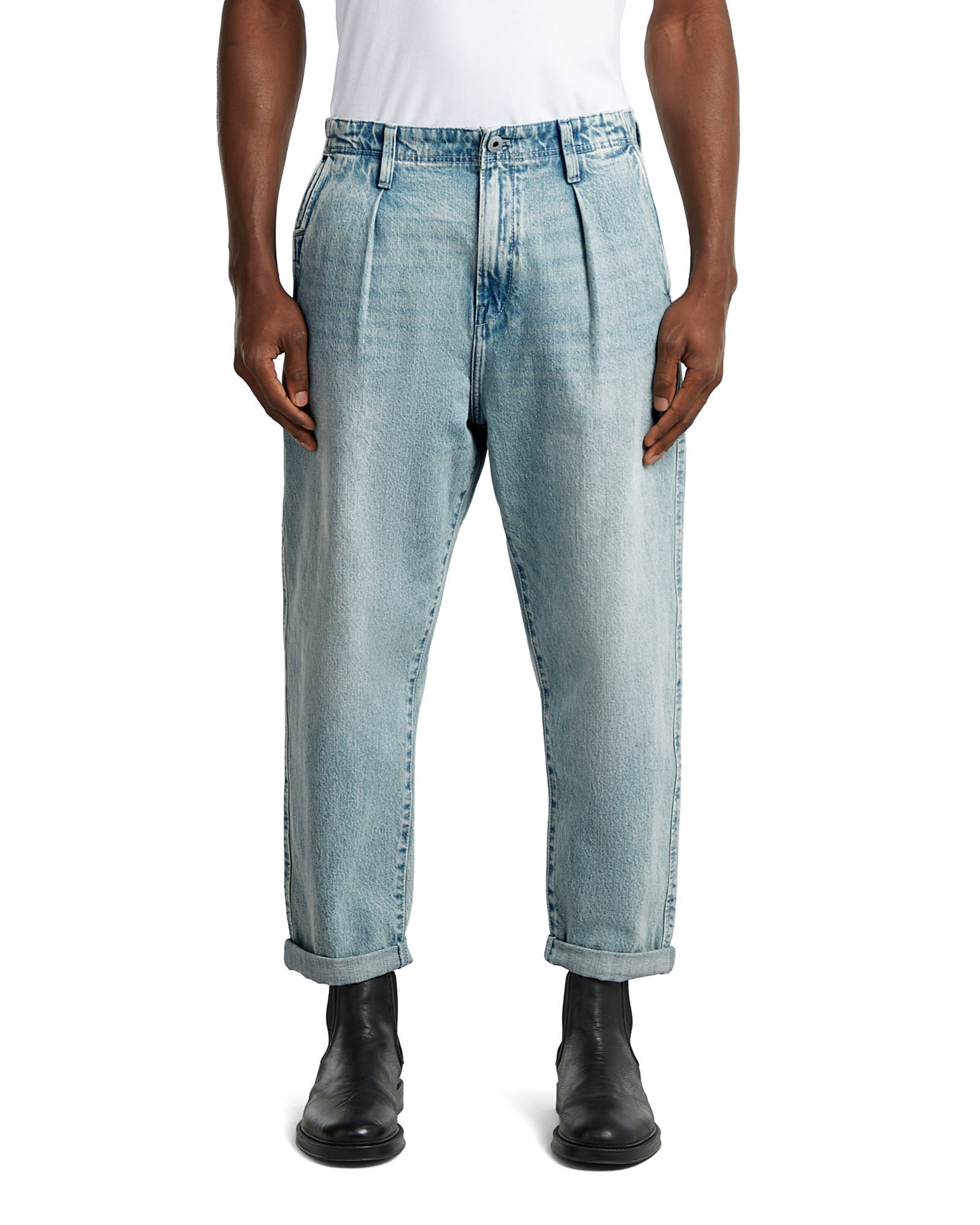 G-STAR Baggy Bandplooi jeans in Bruin: voorkant