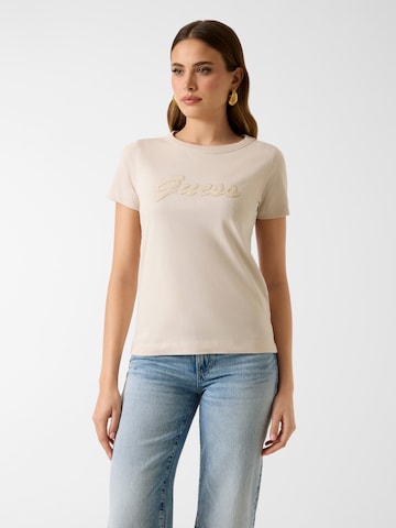 T-shirt GUESS en beige : devant