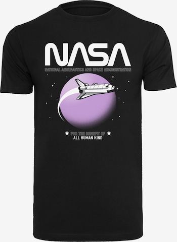 F4NT4STIC Shirt 'NASA Shuttle Orbit' in Zwart: voorkant