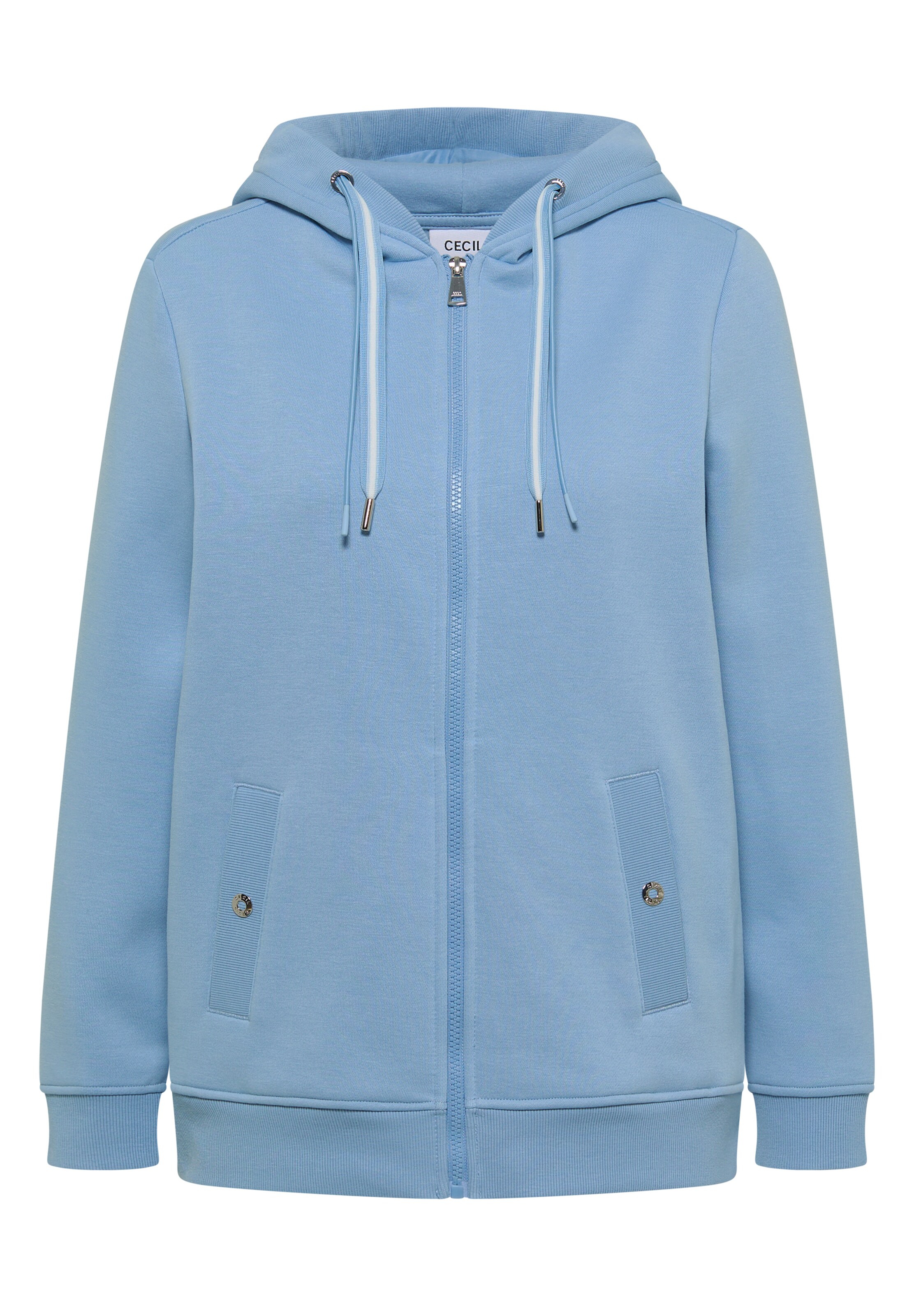 CECIL Sweatjacke mit strukturierter Oberfläche in XXXL in hellblau, Produktansicht