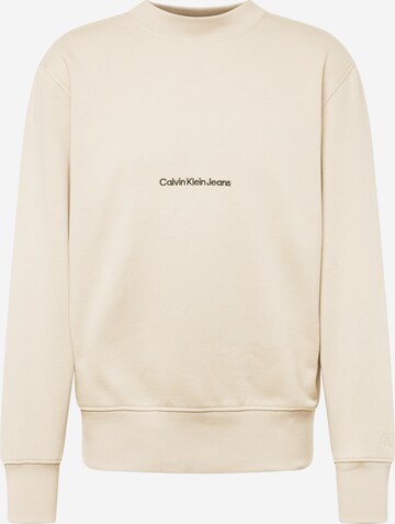 Calvin Klein Jeans Sweatshirt 'INSTITUTIONAL' in Beige: front