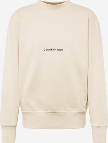 Calvin Klein Jeans Sweatshirt 'INSTITUTIONAL' in Beige: front