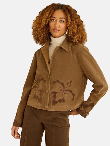 Veste mi-saison love & roses en marron : devant