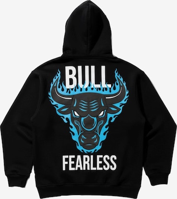 Kleidermafia Collegepaita 'Oversize Bull Fearless Hoodie - Black and Blue' värissä musta: etupuoli