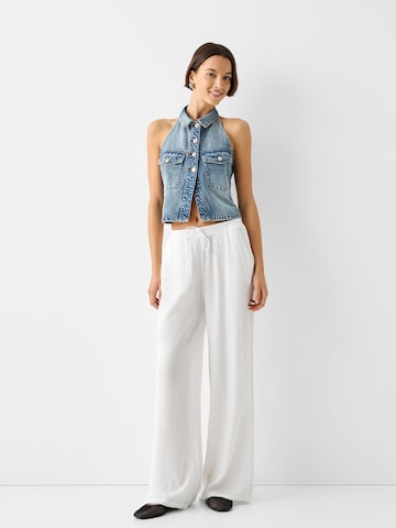 Bershka Wide leg Byxa i vit