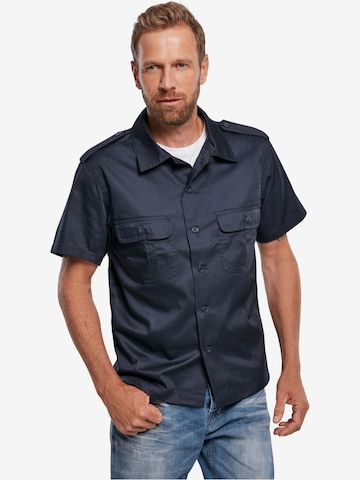 Brandit Comfort fit Button Up Shirt in Blue: front