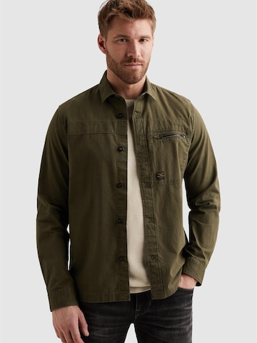 PME Legend Regular fit Overhemd 'PME LEGEND - Shirt jacket with button closure and chest pocket' in Groen: voorkant