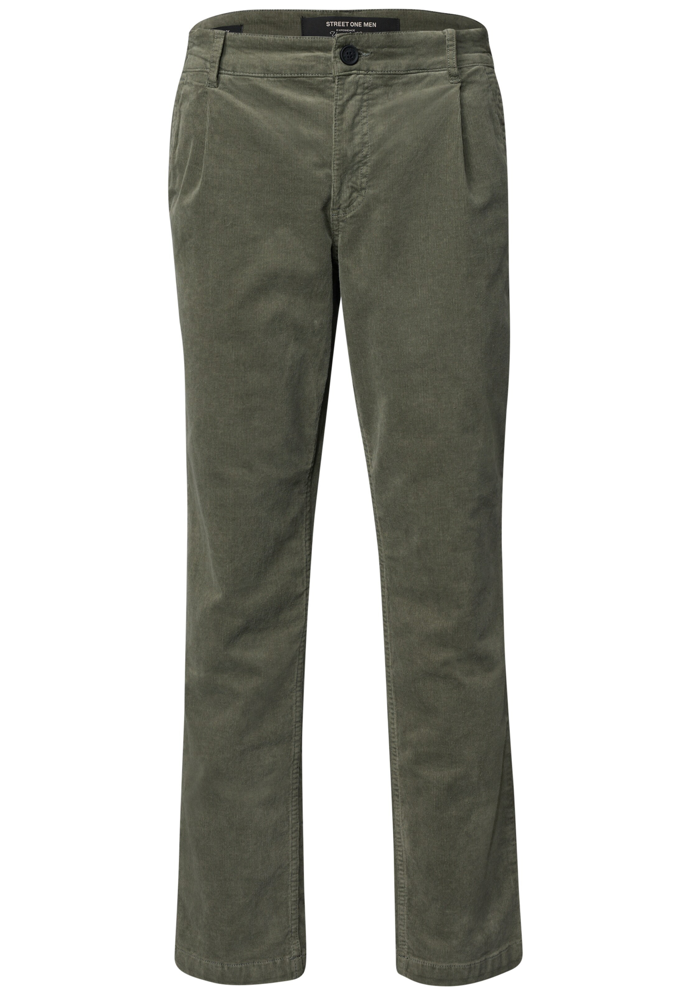 Street One MEN Chino Hose aus Cord mit Bügelfalten in Grün: Vorderseite