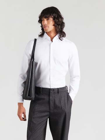 OLYMP Slim fit Button Up Shirt in White: front