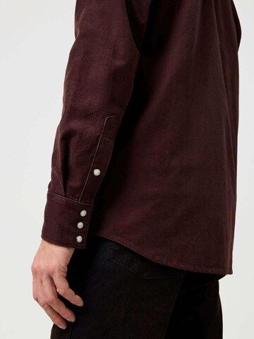 WRANGLER Regular fit Button Up Shirt 'Western Cord Shirt' in Brown