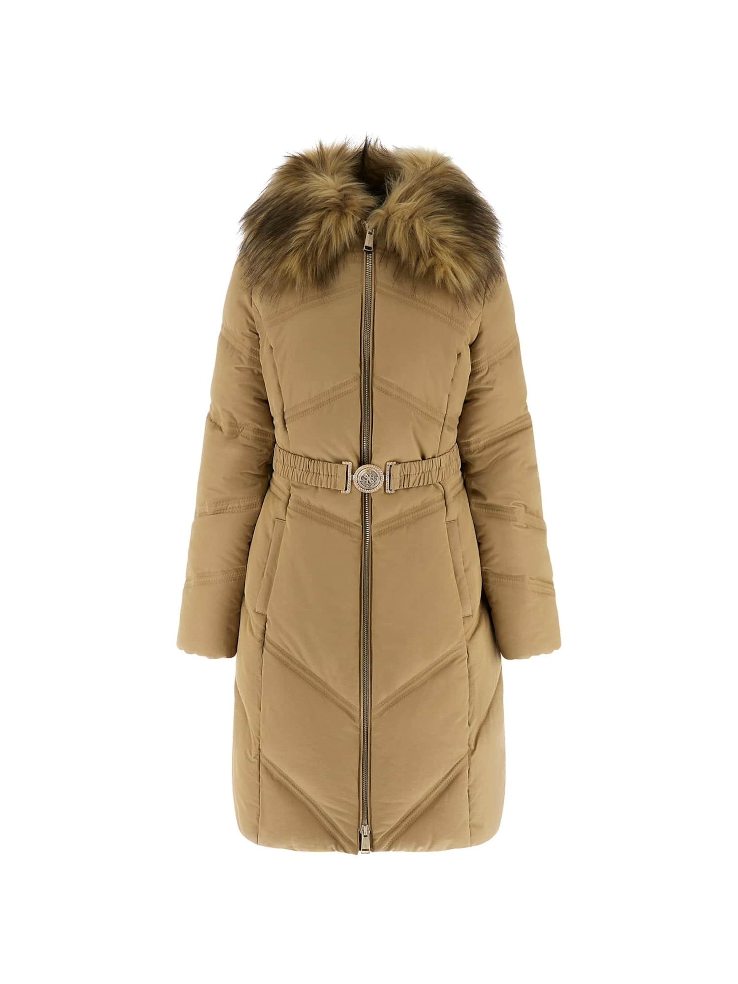 GUESS Winter Jacket in Brown: front