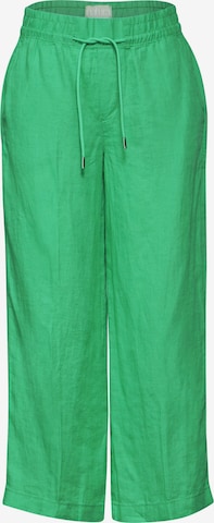 STREET ONE Wide leg Pleated Pants in Green: front